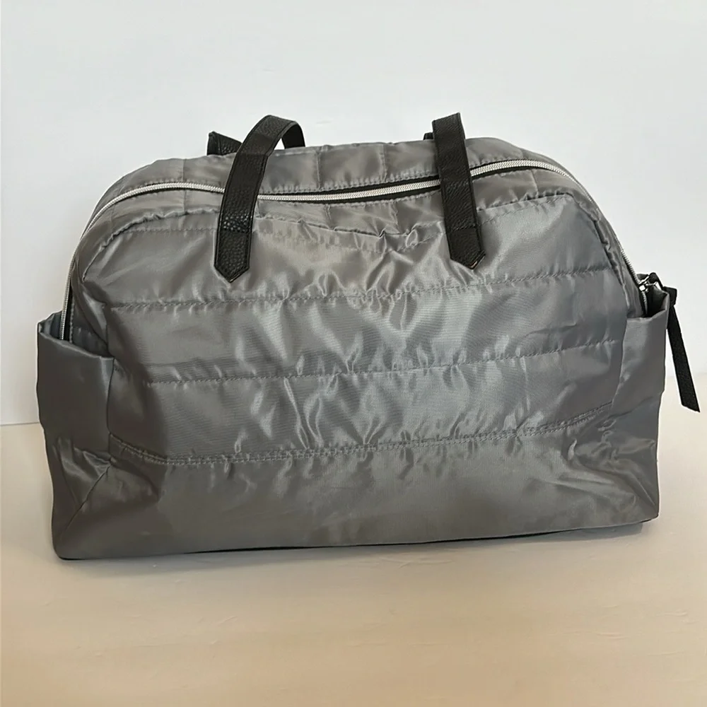 DSW Duffle Bag Front Pockets Side Open Pockets Gray